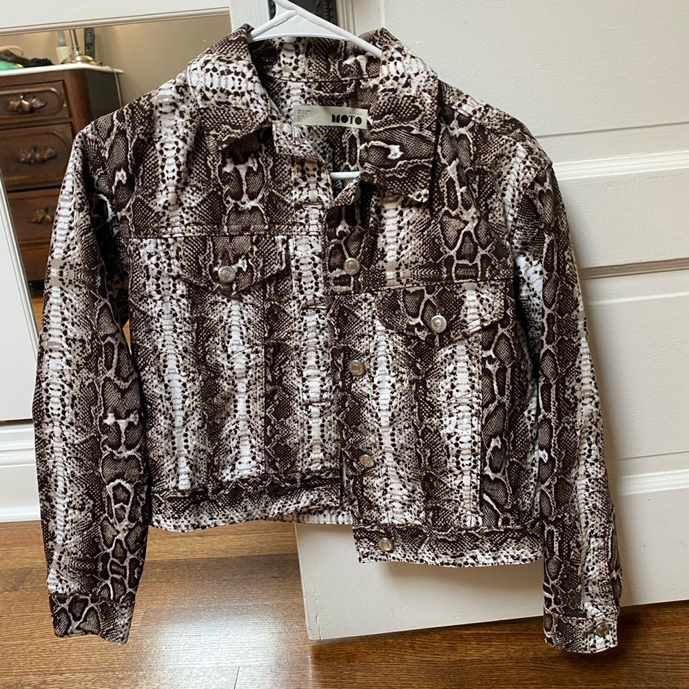 Topshop Snakeskin Denim Jacket